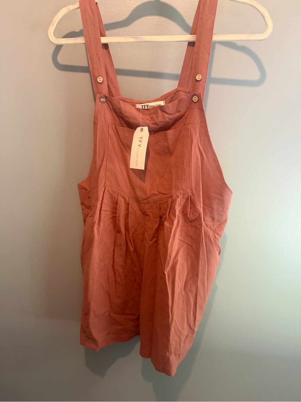 Rust Pink Cotton Utility Romper